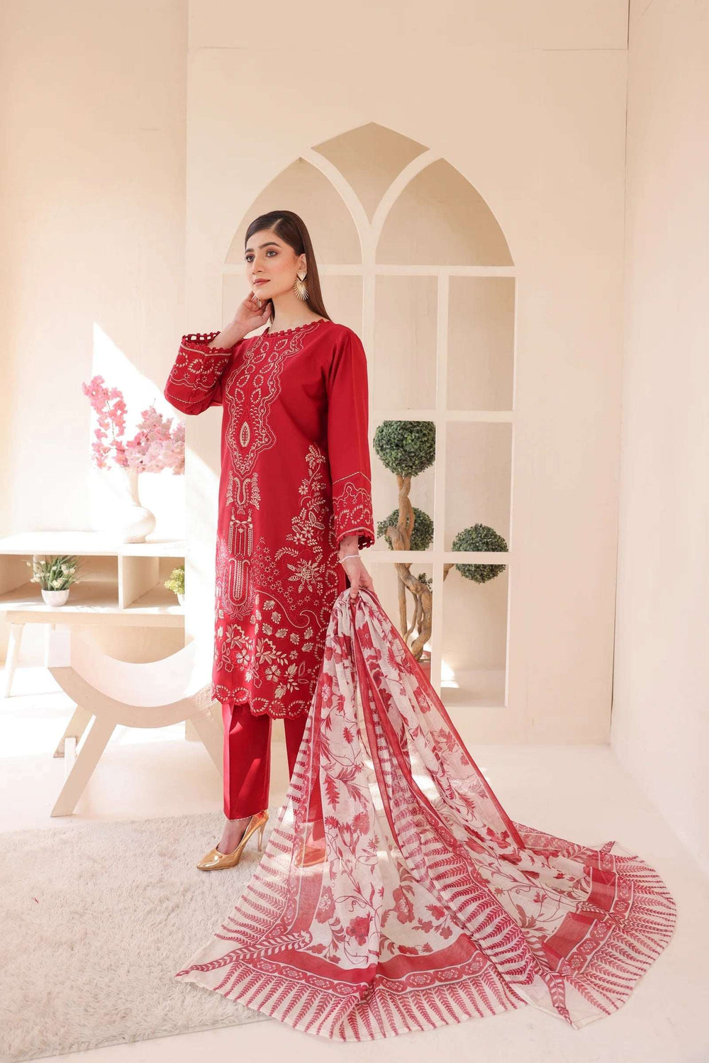 3 Piece – Embroidered Cotton Suit # 14