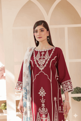 3 Piece – Embroidered Cotton Suit 22 - Nishat Creative Store