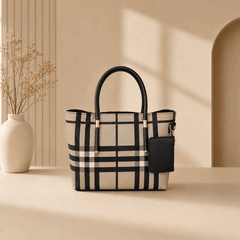 Printed Checkered Pattern Tote Bag