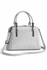 Elegant Shimmer Top-Handle Satchel Silver Grey