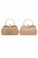 Sparkling Gold Pleated Evening Clutch