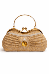 Sparkling Gold Pleated Crystal Clutch