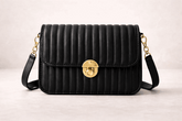 Elegant Black Pleated Crossbody Bag