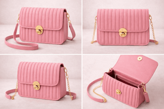 Elegant Pink Pleated Crossbody Bag