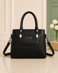 Elegant Pleated Leather Top-Handle Handbag