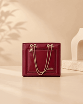 Glossy Tote Bag with Gold Chain