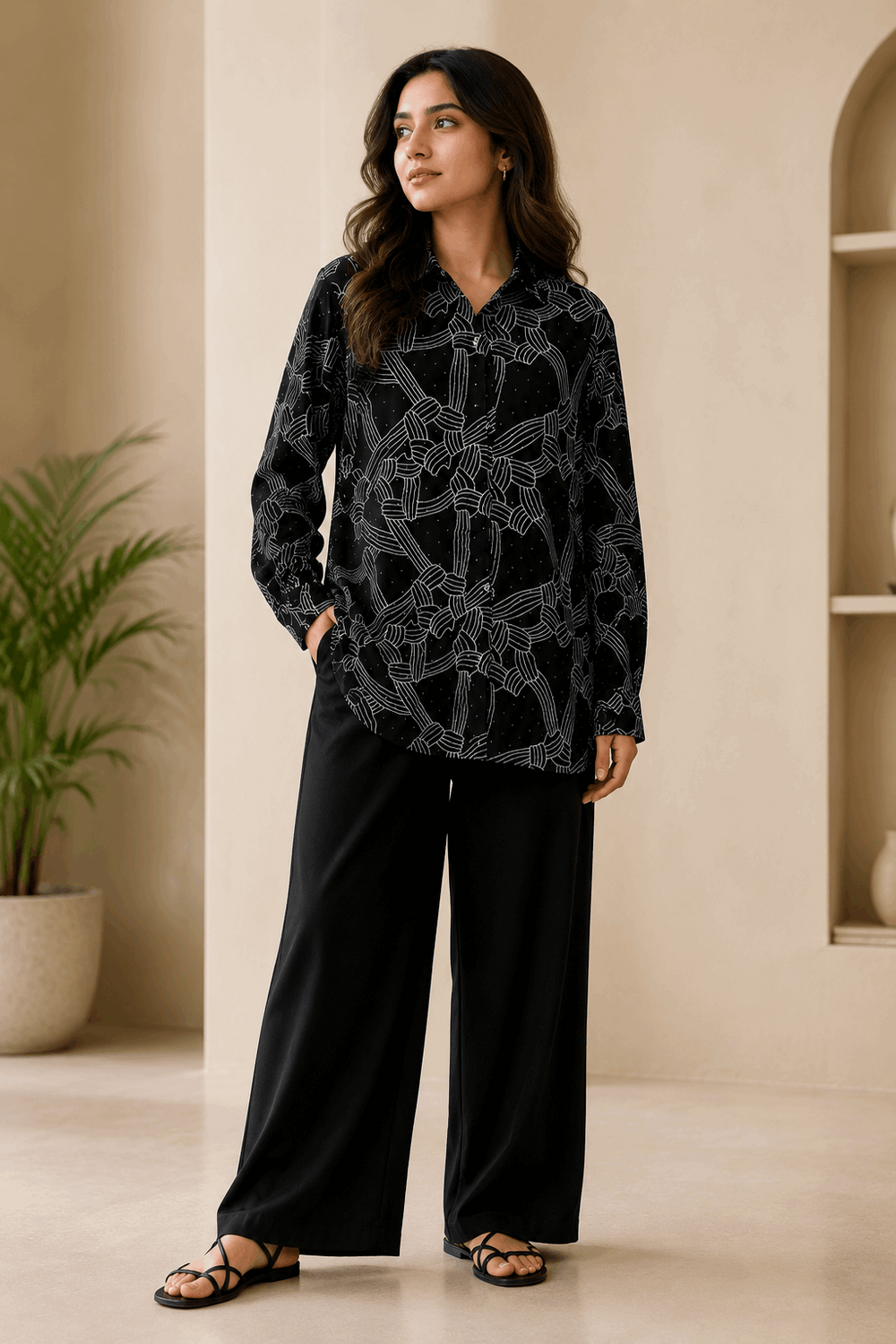 Black Abstract Printed Shirt
