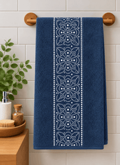 Damask Border Blue Bath Towel