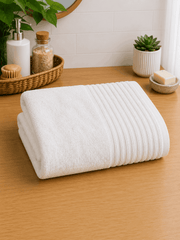 White Zero Twist Stripe Bath Towel