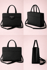 Black Shimmer Square Satchel with Gold Hardware - Nishat Creative Store