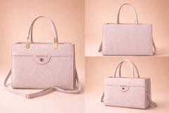 Blush Shimmer Square Satchel with Gold Hardware - Nishat Creative Store
