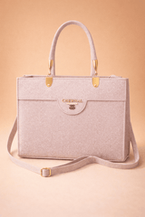 Blush Shimmer Square Satchel with Gold Hardware - Nishat Creative Store