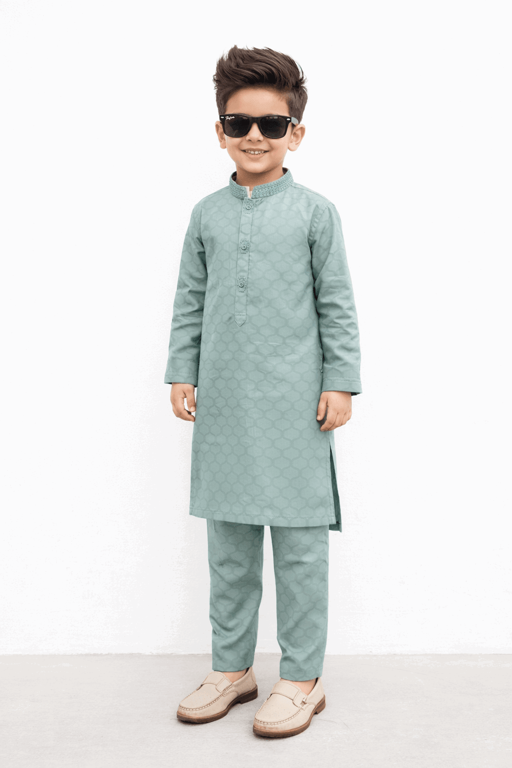 Boy Embroidered Self Shalwar Kameez KDC 019 - Nishat Creative Store
