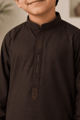 Boy Embroidered Shalwar Kameez Brown - Nishat Creative Store