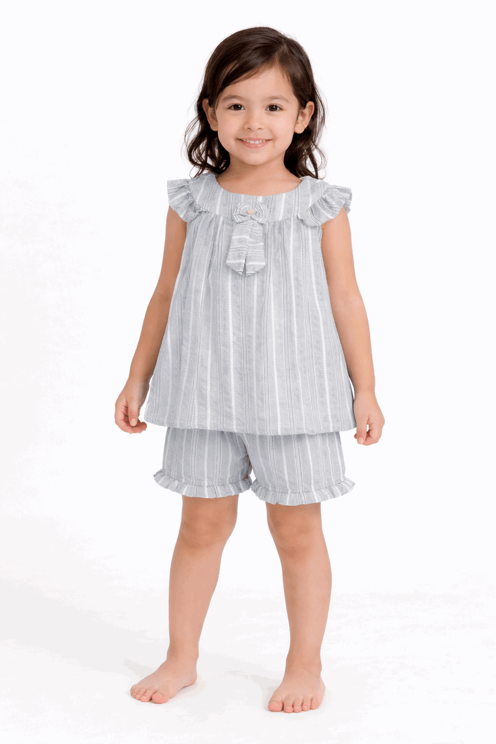 Bright Striped Gray two Piece Children's Outfit