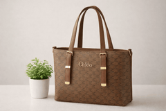 Chlèo Monogram Signature M Tote Bag – Classic Brown - Nishat Creative Store