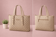 Chlèo Monogram Signature M Tote Bag – Classic Cream - Nishat Creative Store
