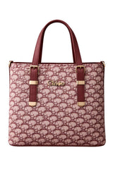 Chloé "D" Patterned Tote Bag with Deep Plum Accents - Nishat Creative Store