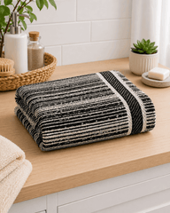 Classic Cotton Bath Towel with Stripe Border - Nishat Creative Store