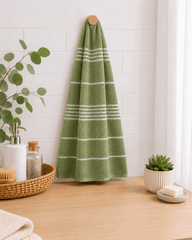Classic Cotton Striped Bath Towel in Parrot Green - Nishat Creative Store