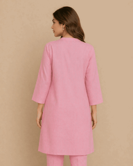 Daisy Floral Embroidered Cotton Kurta Soft Pink - Nishat Creative Store