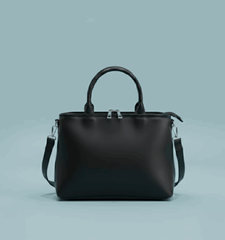 Dual-Handle Crossbody Bag with Purple Stripe and Bow - Nishat Creative Store
