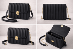 Elegant Black Pleated Crossbody Bag - Nishat Creative Store