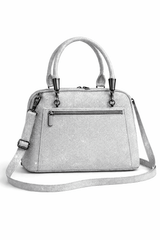 Elegant Shimmer Top-Handle Satchel Silver Grey - Nishat Creative Store