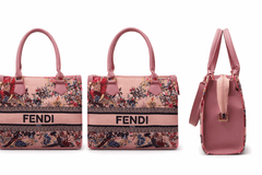 Fendi Roma Floral Embroidery Canvas Tote Bag - Blush Pink - Nishat Creative Store