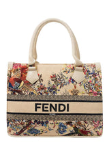 Fendi Roma Floral Embroidery Canvas Tote Bag - Off White - Nishat Creative Store