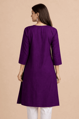 Floral Embroidered Cotton Kurta Purple - Nishat Creative Store