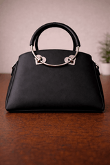 Gloria Heart-Accent Black Top-Handle Handbag - Nishat Creative Store