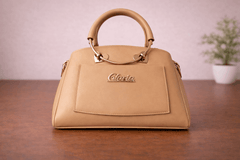 Gloria Heart-Accent Camel Brown Top-Handle Handbag - Nishat Creative Store