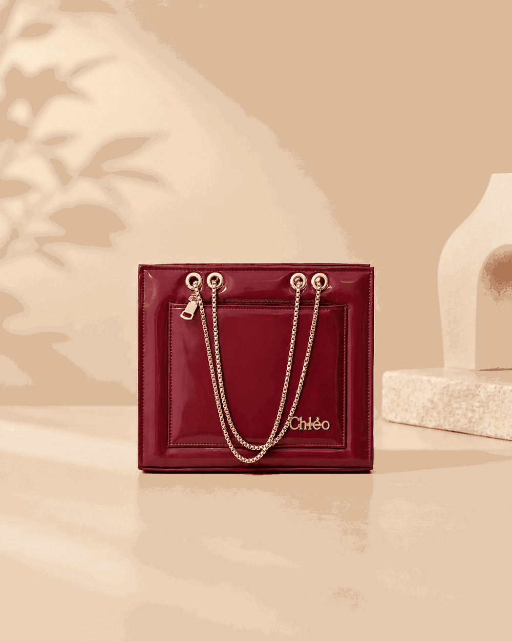 Glossy Tote Bag with Gold Chain - Nishat Creative Store