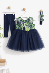 Infant Girls Net Fancy Frock 3 Pcs