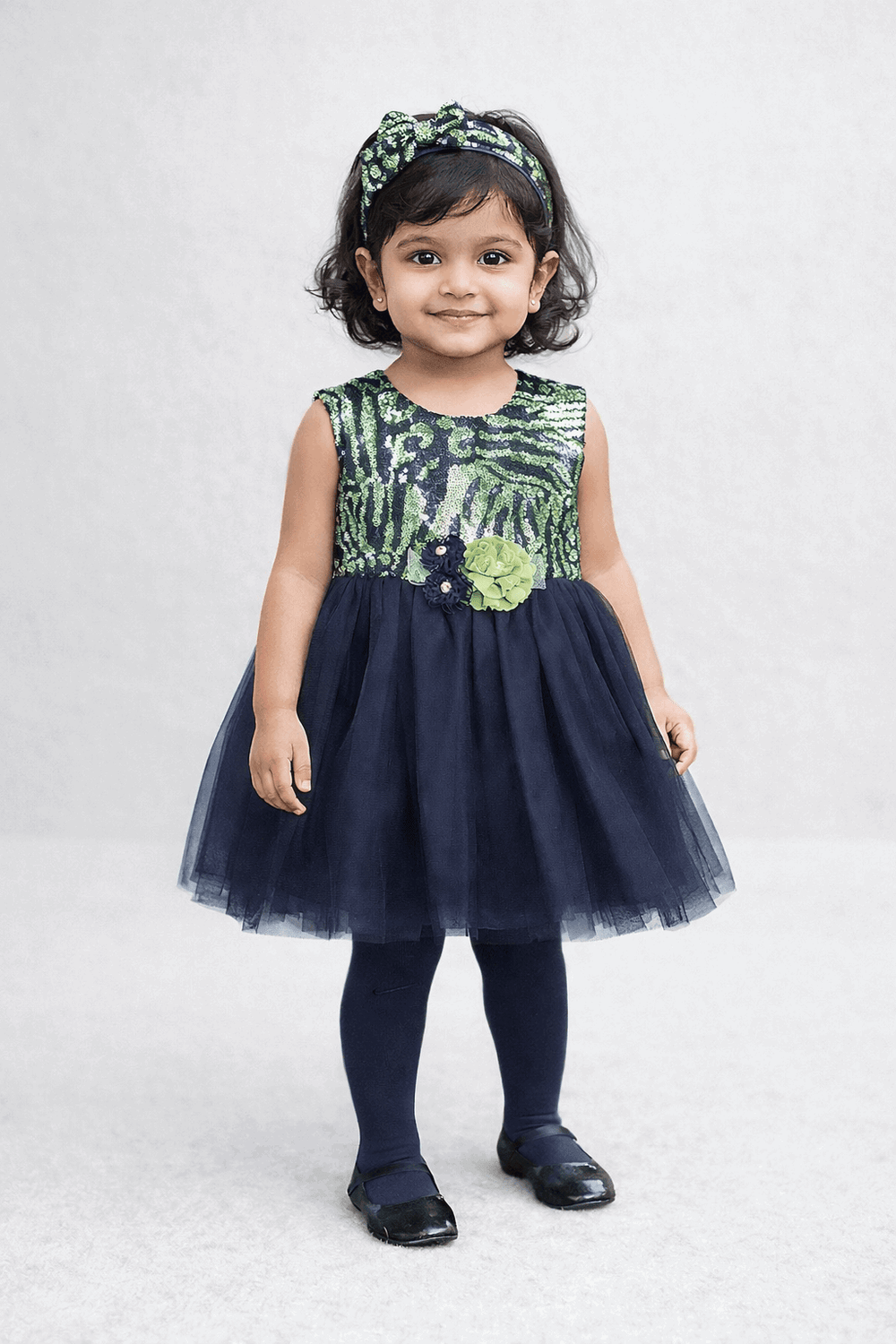 Infant Girls Net Fancy Frock 3 Pcs