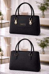 Jimmy Choo Pleated Leather Handbag with Gold-Tone Accents Black - Nishat Creative Store