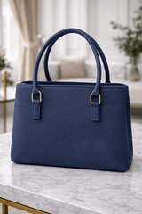 Jimmy Choo Pleated Leather Handbag with Gold-Tone Accents Blue - Nishat Creative Store