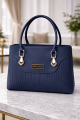 Jimmy Choo Pleated Leather Handbag with Gold-Tone Accents Blue - Nishat Creative Store