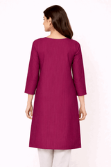 Maroon Striped Floral Embroidered Kurta - Nishat Creative Store