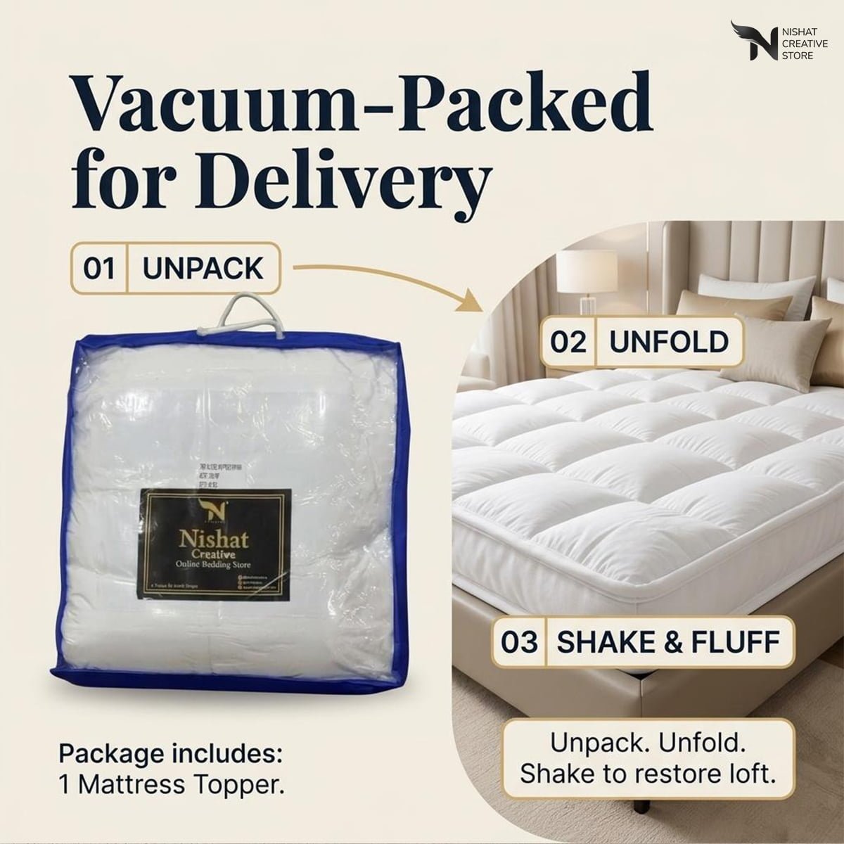 Mattress Topper King Size – 800 GSM - Nishat Creative Store