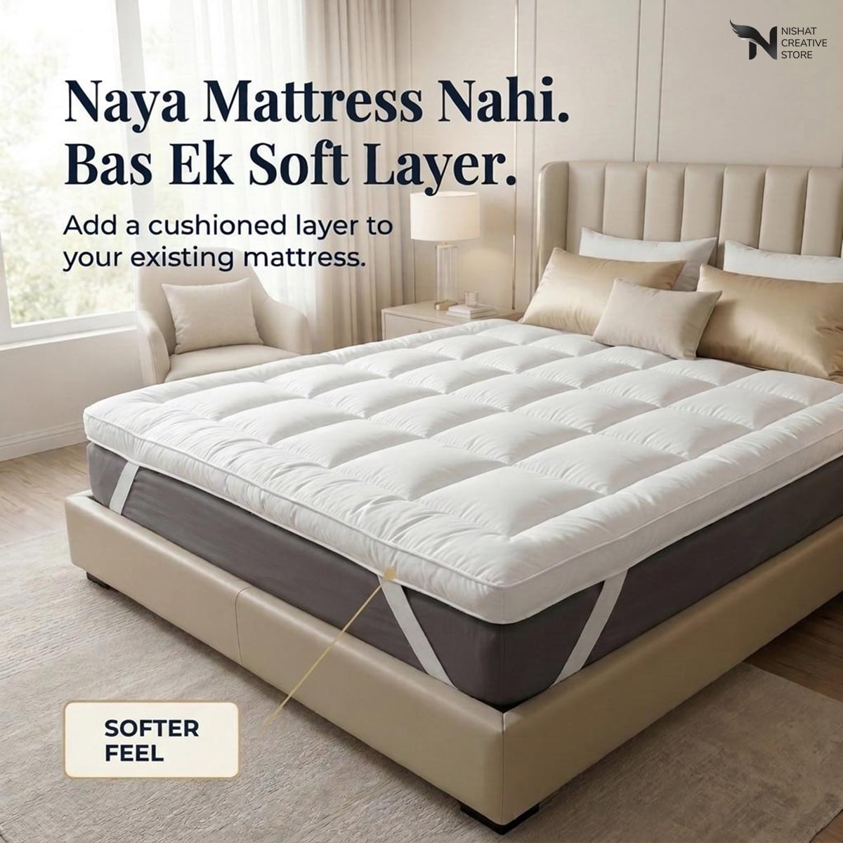 Mattress Topper King Size – 800 GSM - Nishat Creative Store