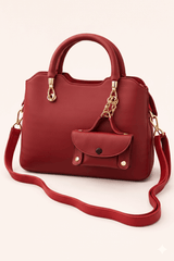 Modern Red Satchel with Detachable Mini Pouch - Nishat Creative Store
