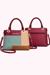 Montana West Vegan Leather Multi-Tone Handbag Maroon - Nishat Creative Store