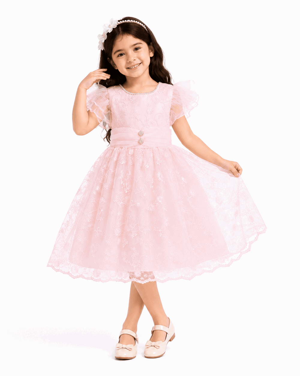 Pearl Bloom Crystal Party Dress