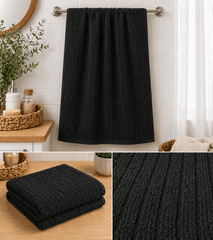 Premium Cotton Bath Towel Narrow Stripe Black - Nishat Creative Store