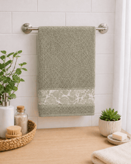 Premium Cotton Bath Towel with Botanical Border - Nishat Creative Store