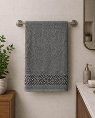 Premium Cotton Bath Towel with Geometric Border - Nishat Creative Store