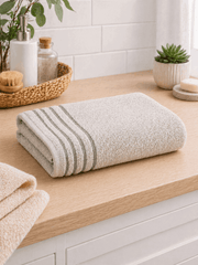 Premium Cotton Bath Towel with Stripe Border - Nishat Creative Store