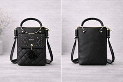 Quilted Vegan Leather Mini Crossbody Bag Black - Nishat Creative Store